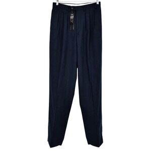 VIVALDI Italian Pleated Dress Trousers Pants Fleck Navy Blue Unfinished 30 NWT